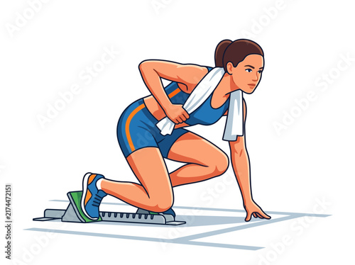 Athlete At Starting Blocks Ready For Sprint Race
