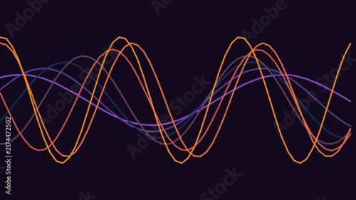 Abstract Waveforms Moving in Colorful Light Trails in Dark Background