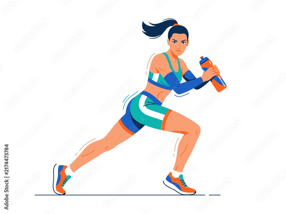 Fototapeta premium Active Woman Hydrating During Energetic Workout Session