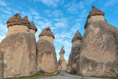 Cappadocia fairy chimneys shaped by volcanic geology and natural erosion in Central Anatolia, Türkiye.