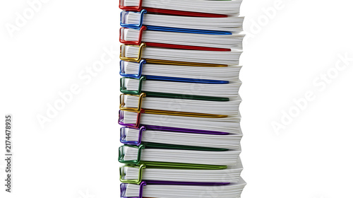 Cuadro en lienzo Isolated stack of vibrant colorful spiral bound notebooks or binders for school