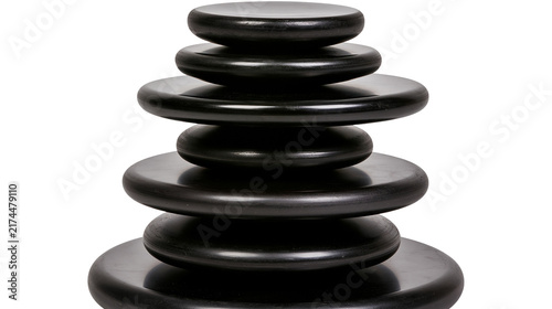 Photography Isolated stack of smooth black flat stones, perfect for wellness, spa, and balance concepts