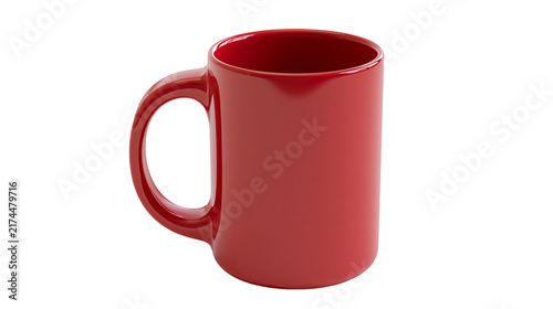 Quadro su tela Isolated vibrant red ceramic coffee mug, glossy surface, ideal for hot drinks and custom branding