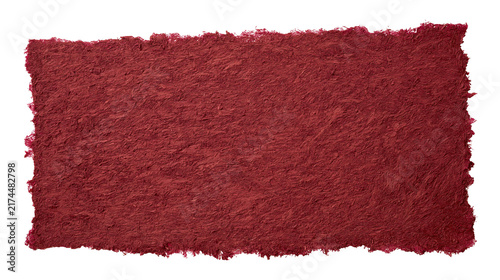 Принти на полотні Isolated textured deep dark red handmade paper rectangle with irregular torn rou
