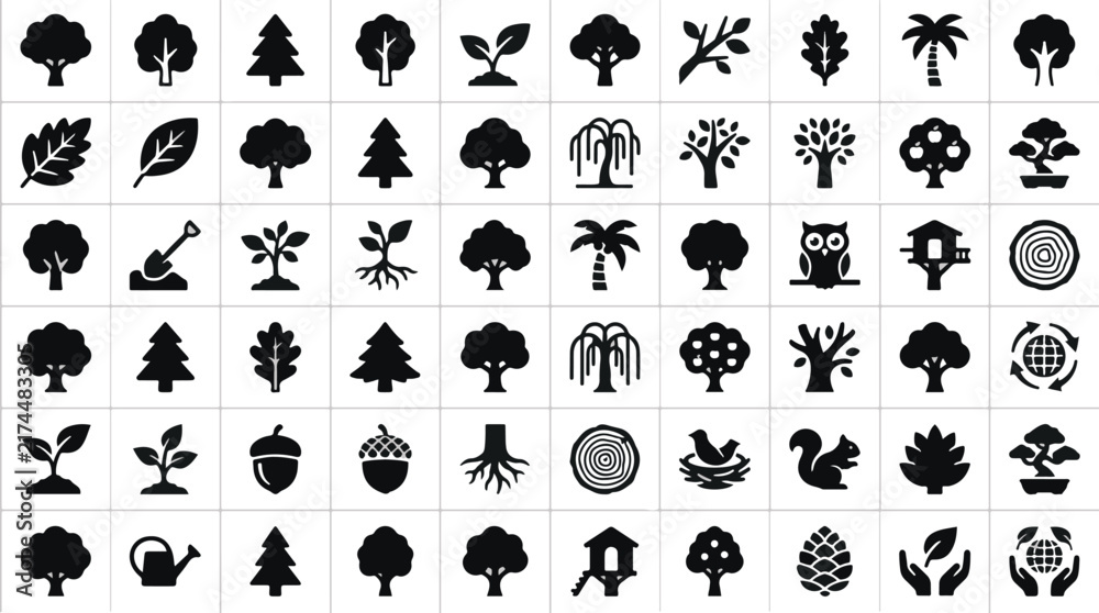 Obraz premium Tree icon set vector