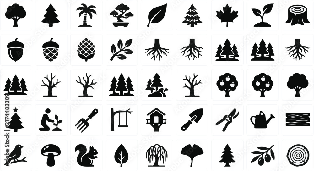 Obraz premium Tree icon set vector