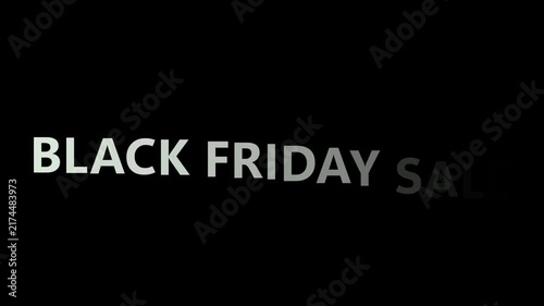 Black friday sale hand written animated text. 4k animation with alpha channel on transparent background  