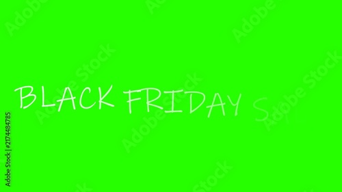 Black friday sale hand written animated text. 4k animation with alpha channel on transparent background  