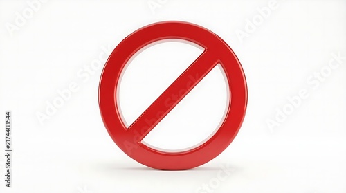 Red circular forbidden sign symbol with a diagonal slash representing a restriction or prohibition concept