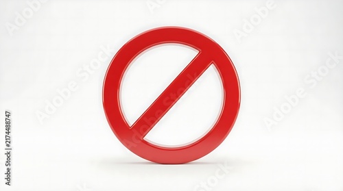 Red circular forbidden sign symbol representing a prohibition or do not enter warning isolated for public safety