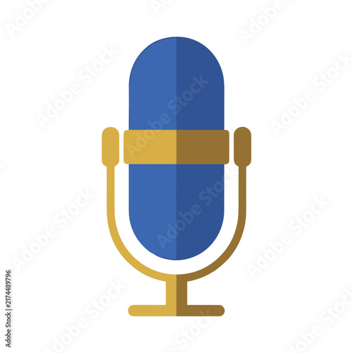 Flat vector icon of a vintage microphone for audio recording