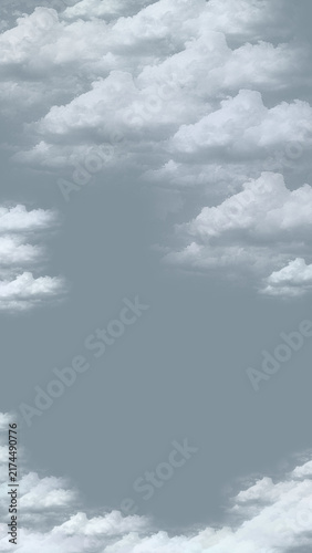 Moody Cloudy Sky with Dramatic White Clouds and Open Copy Space.