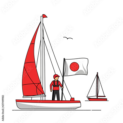 Sailing Adventures With The Japanese Flag At Sea