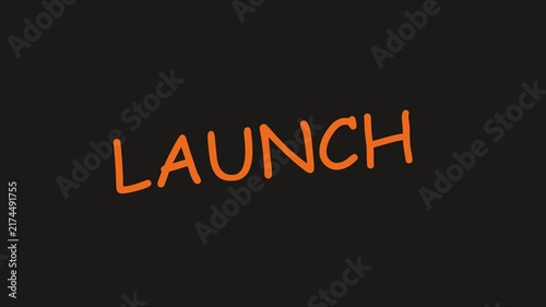 Dynamic launch text animation: bold orange typography on minimalist 4k black background, for business presentations, and marketing campaigns