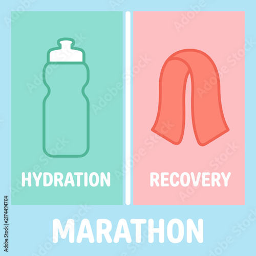 Marathon Hydration And Recovery Essentials Illustrated Icons