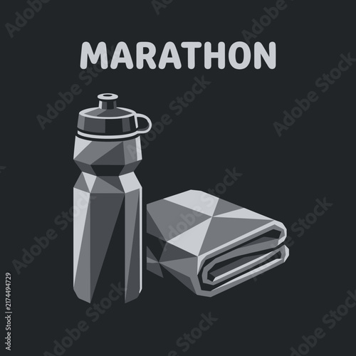 Marathon Hydration And Recovery Essentials Vector Art Clean Minimalist Design