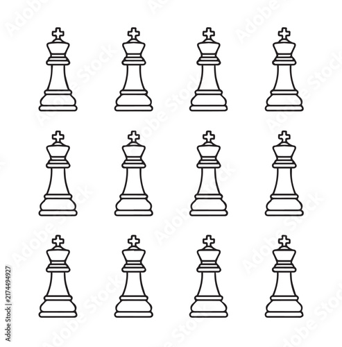 White Chess King Icons in Grid Formation with Subtle Shadow Against a Clean White Background Minimalist Strategy Concept