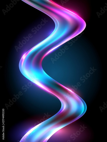 Abstract luminous lines creating vibrant movement on a dark background