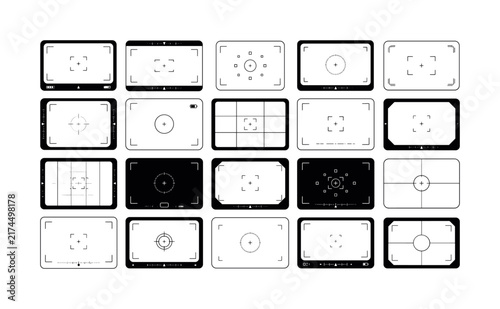 Collection of camera viewfinder overlays and focusing screens