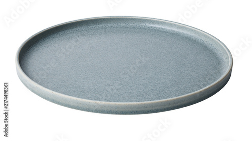 Foto Isolated rustic blue-grey stoneware plate with a textured finish and irregular r
