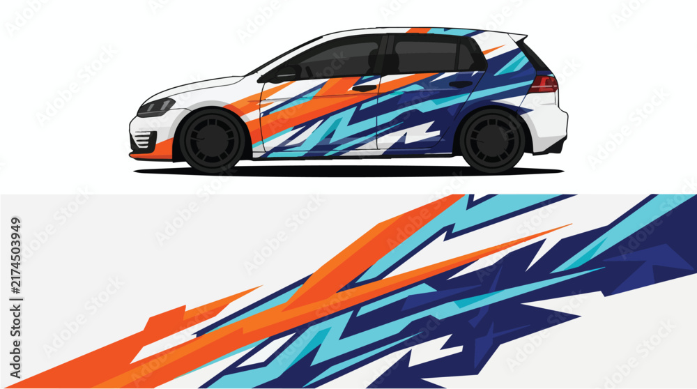 Fototapeta premium Sporty Car with Dynamic Colorful Design