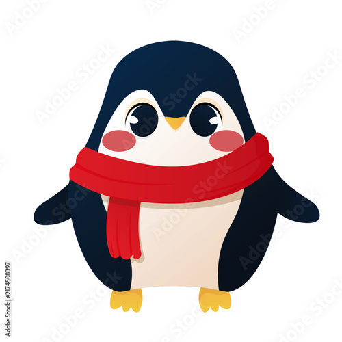 Cute penguin with a scarf vector illustration
