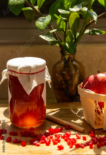 Obraz na plátně Celebrating Rosh Hashanah with traditional foods