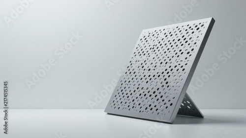 Modern Metal Panel with Circular Perforations Display Stand