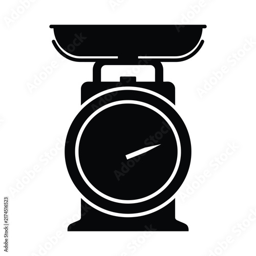 Black Kitchen Scale Silhouette Vector Icon. Food Measurement and Baking