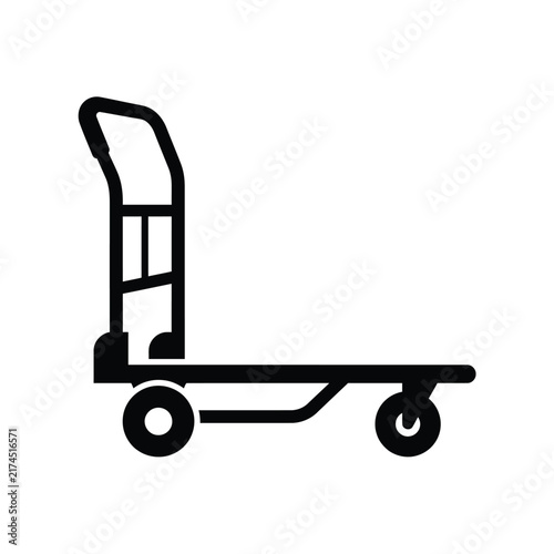 Platform Trolley Silhouette Vector Icon. Warehouse Logistics and Delivery Cart