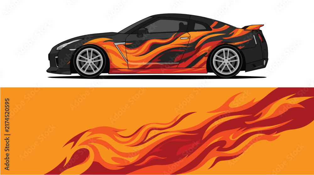 Naklejka premium Flame Design Sport Car Illustration