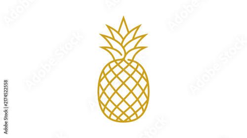 Golden Pineapple Icon Isolated