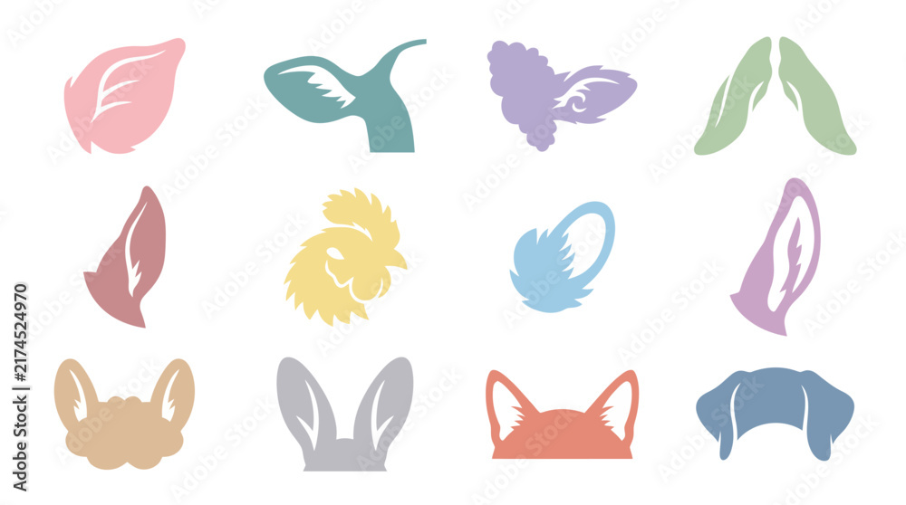 Obraz premium Collection of various animal ears.