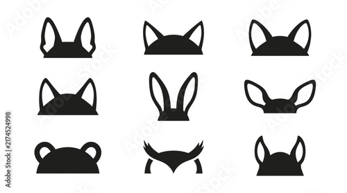 Collection of animal face silhouettes.