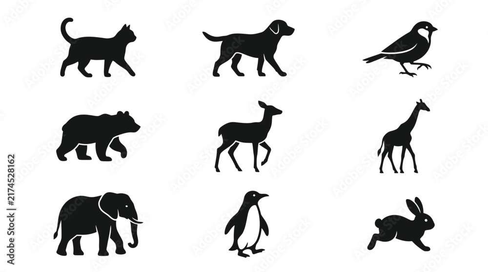 Obraz premium Silhouettes of various wild animals.