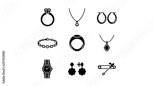 Jewelry accessories on white background.