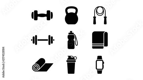 Fitness icons for workout and exercise.