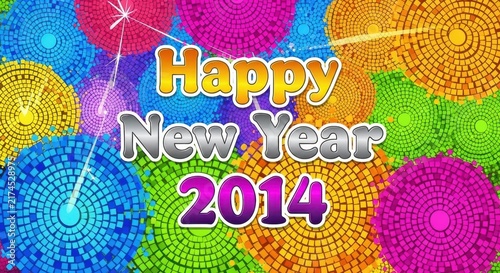 Colorful New Year 2014 Celebration Background Design.