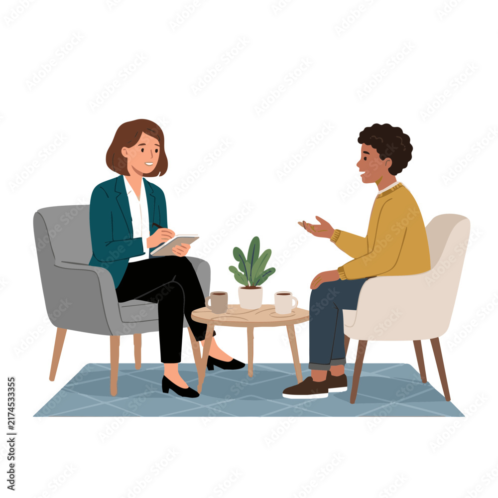 Fototapeta premium Therapist and client talking in counseling session