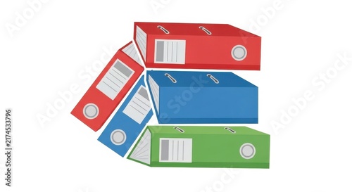 Colorful Stacked Binders for Office Organization.