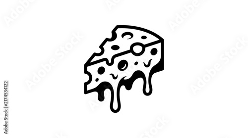 Cute cartoon slice of melting swiss cheese vector illustration.