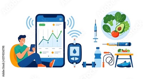 Man using smartphone for health monitoring app.