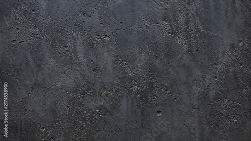Dark charcoal concrete texture, industrial black cement wall background, weathered stone surface with grainy details and pitted holes