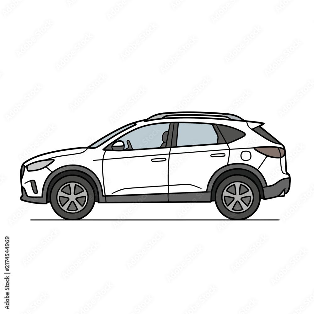 Naklejka premium White SUV car illustration