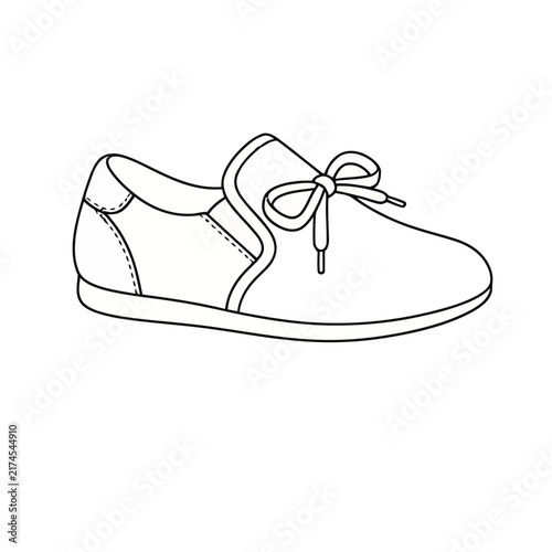 Line art of a slip-on shoe with a bow