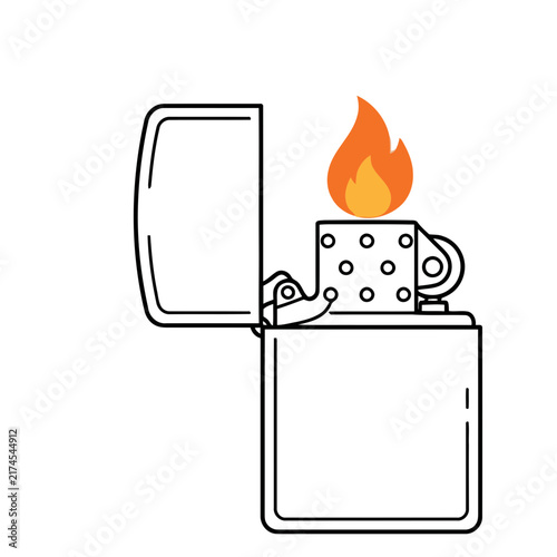 Open Lighter with Flame