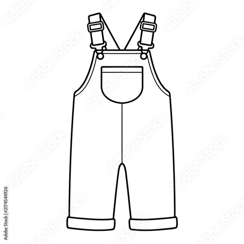 Outline of overalls with bib and straps