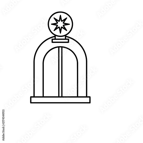 Stylized outline of a vintage camera flash