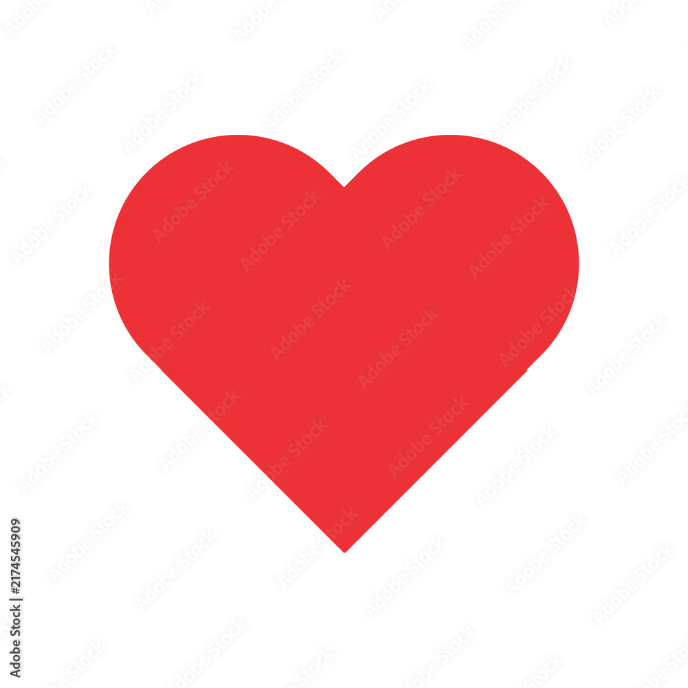 Fototapeta premium Red Heart Icon Symbol of Love and Romance Isolated on White Background