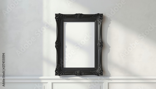 Black blank frame on the wall